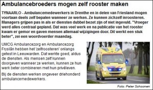 zelfroosteren bij ambulance